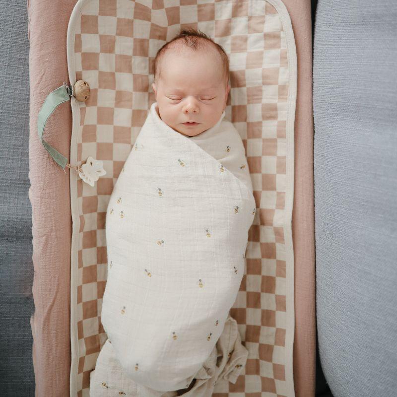 Organic Cotton Muslin Swaddle Blanket Natural Stripe One Size
