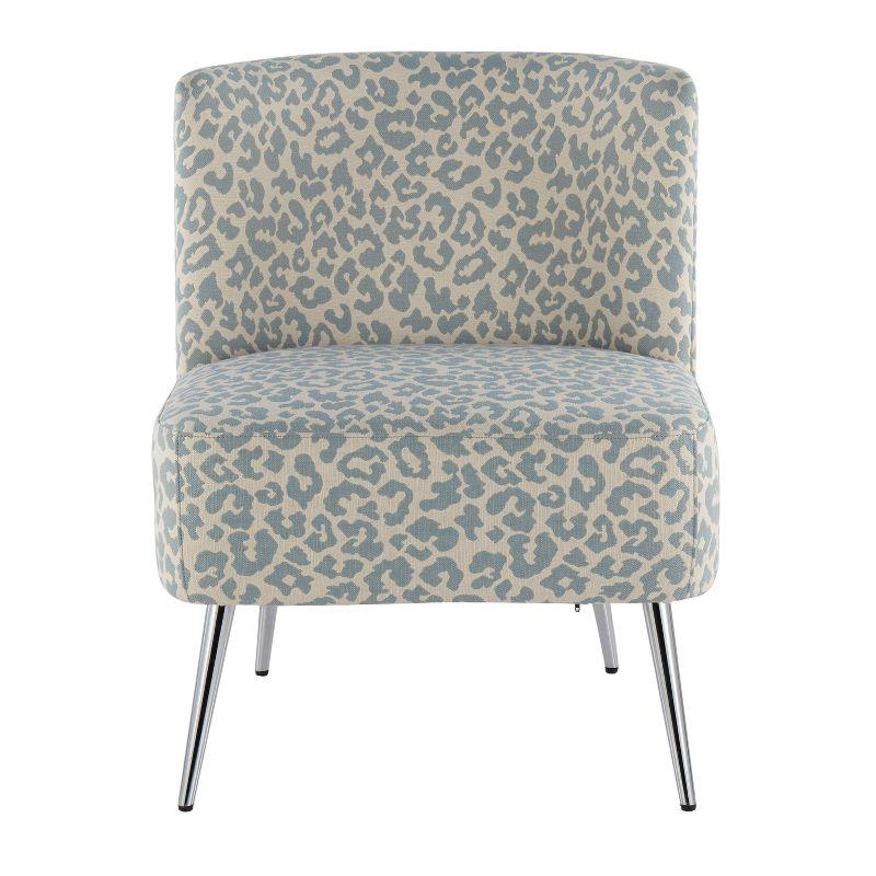 Fran Contemporary Slipper Chair Chrome/Blue Leopard Fabric - LumiSource