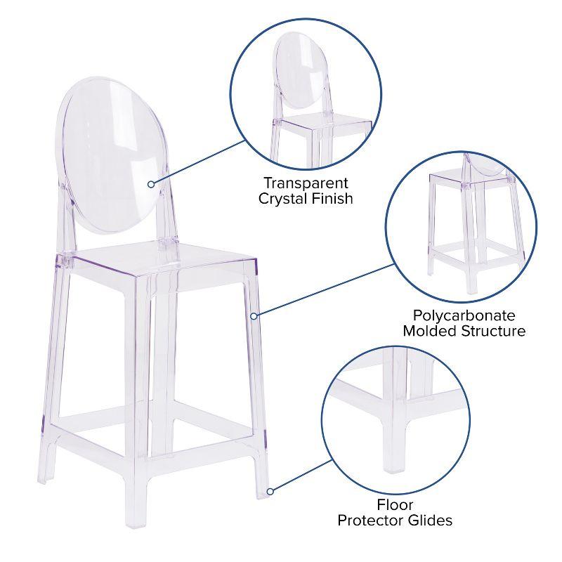 Transparent Crystal Oval Back Counter Stool