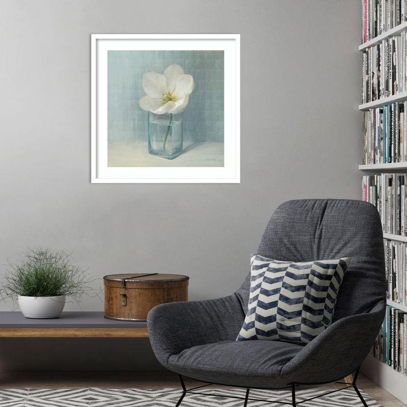 Amanti Art Single White Tulip by Danhui Nai Wood Framed Wall Art Print