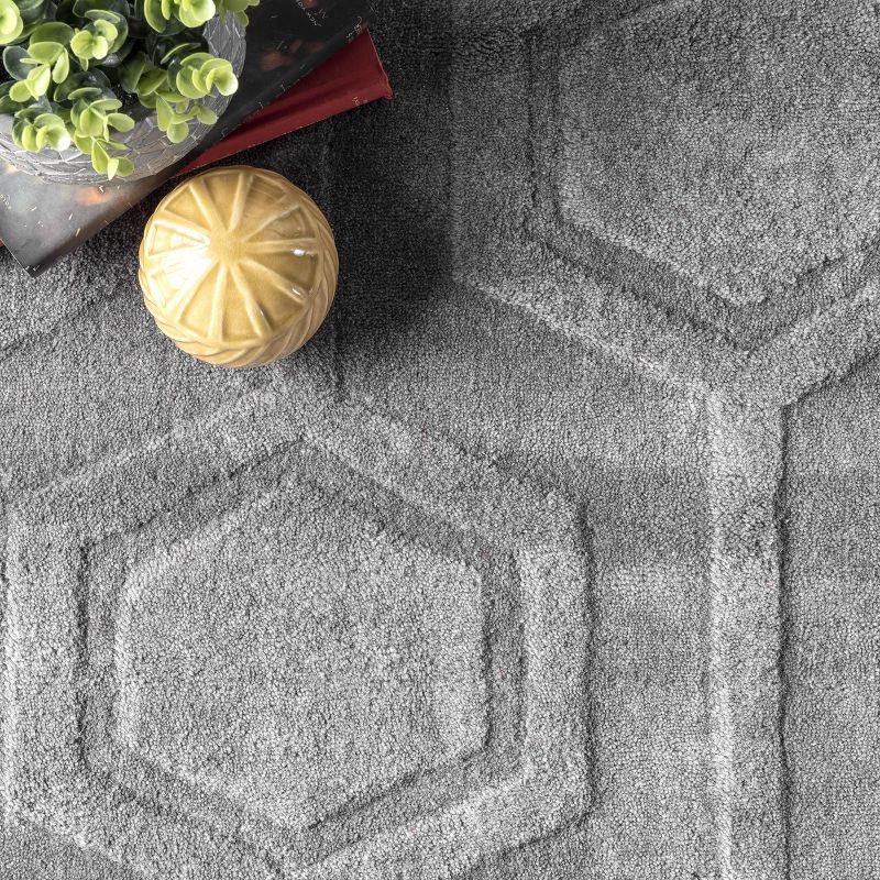 Nuloom Ambrose Geometric 5x8 Wool Indoor Area Rug for Living Room Bedroom Dining Room Kitchen, Grey
