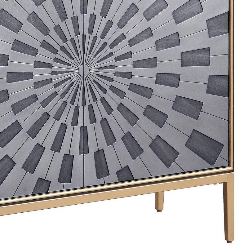 39" Quilla Accent Table Black, Gray and Brass Finish - Acme Furniture