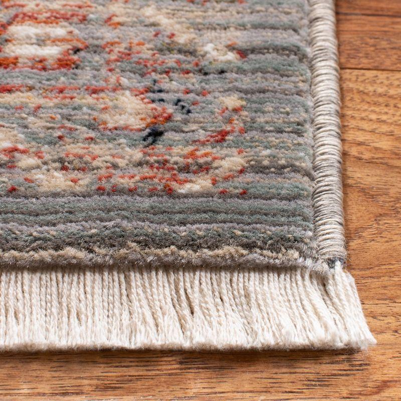 Herat Gray and Cream Oriental Synthetic Runner Rug