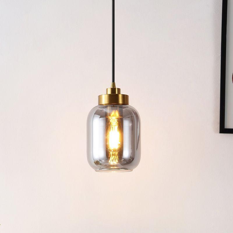 Ethyx 6" Pendant - PND4143 - Smoke Grey/Brass - Safavieh