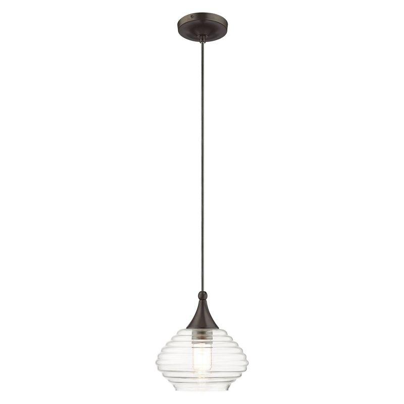 Livex Lighting Art Glass 1 - Light Pendant in  English Bronze