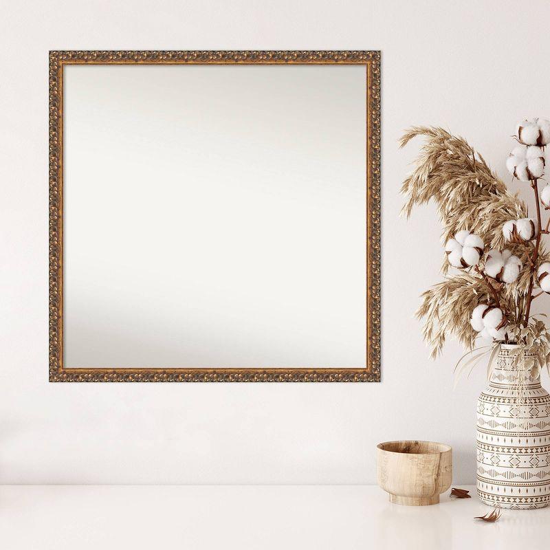 28" x 28" Non-Beveled Antique Bronze Wood Wall Mirror - Amanti Art