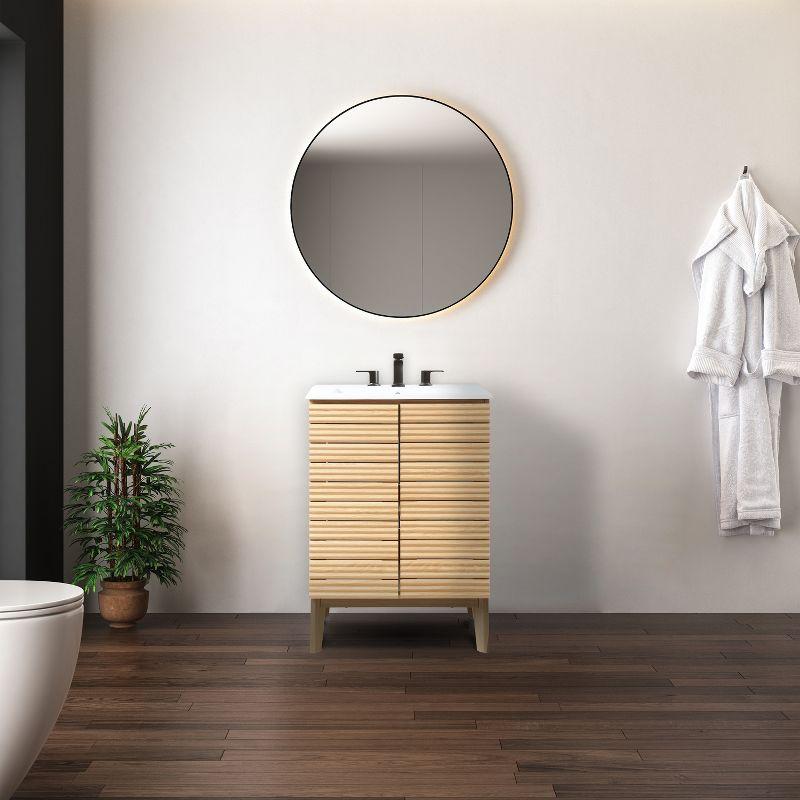 Calandre 24" Slat Modern Farmhouse 2-Shelf Bath Vanity Cabinet Only (Sink Basin not Included)