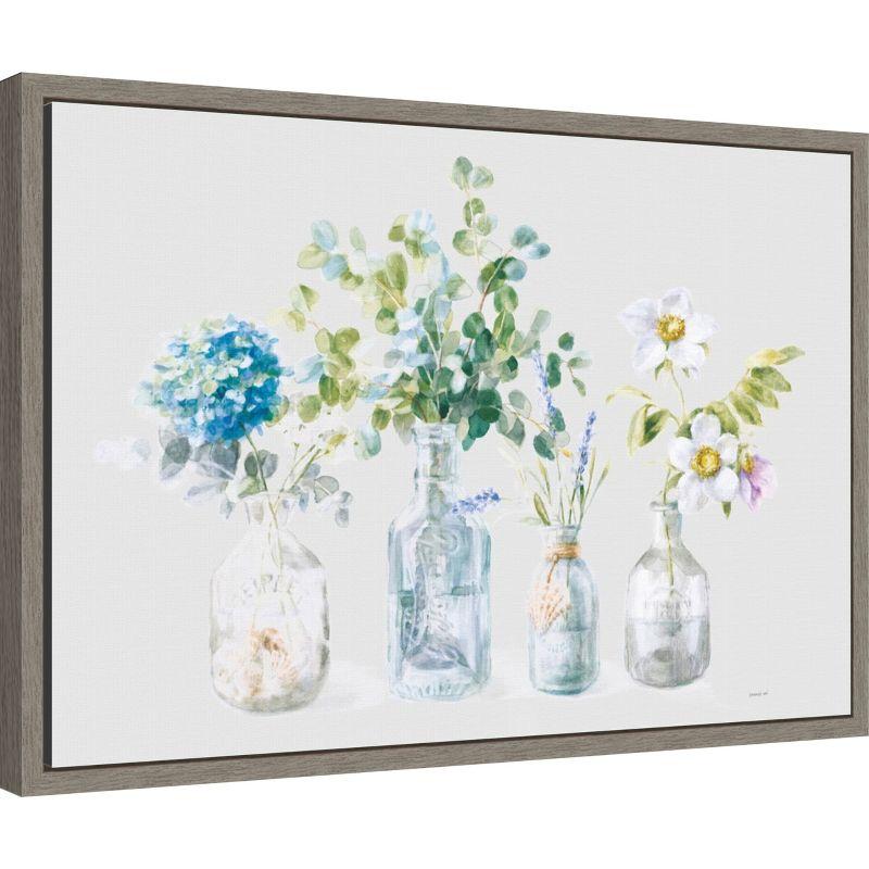 Amanti Art Beach Flowers I Grey by Danhui Nai Canvas Wall Art Print Framed 23 x 16-in.