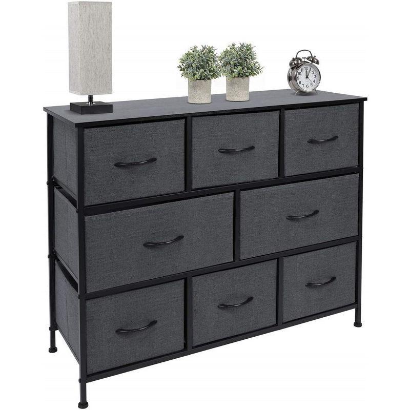 Sorbus 8 Drawers Wide Dresser - Organizer Unit with Steel Frame Wood Top and handle, Fabric Bins - Amazing for household decluttering