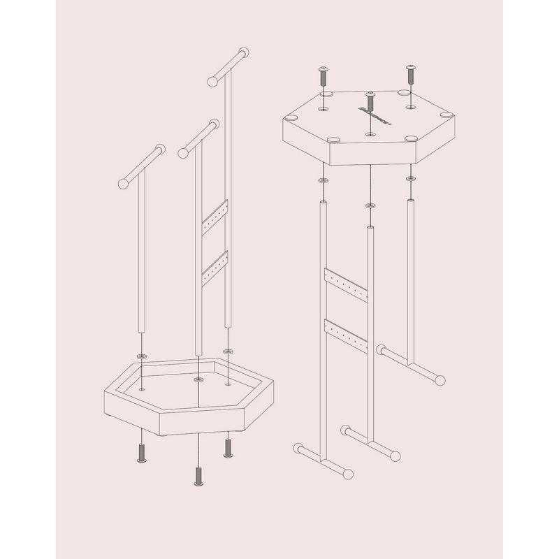 SONGMICS Jewelry Holder, Jewelry Organizer, 4 Independent Zones, Jewelry Display Stand with Metal Frame, Gold and White