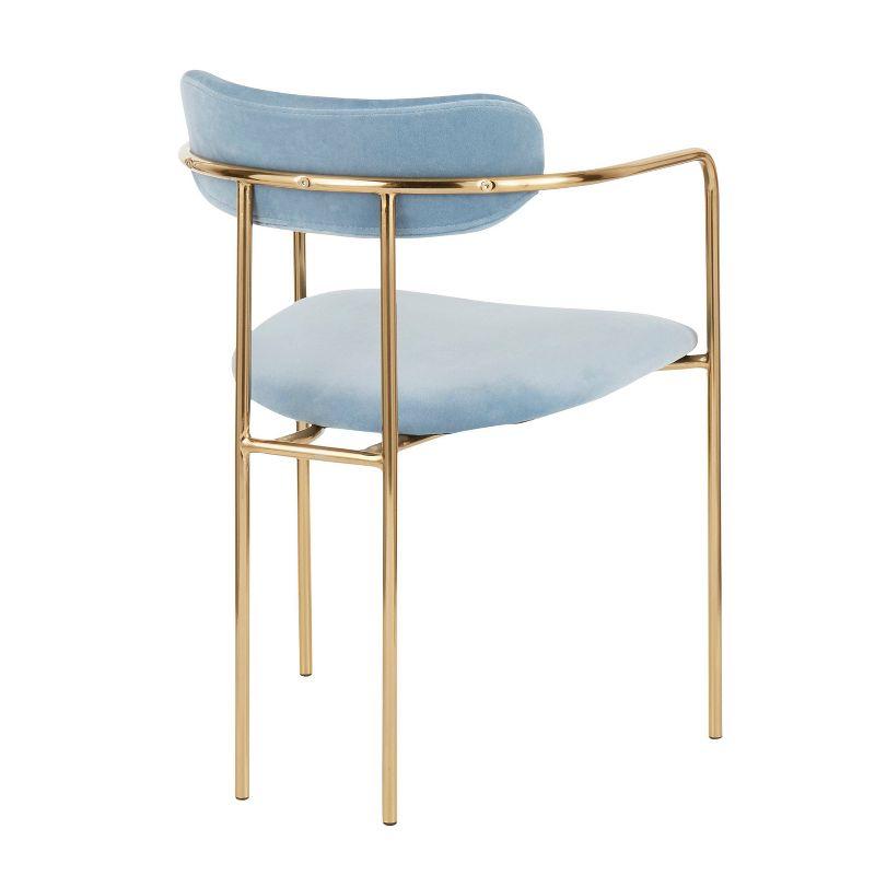Set of 2 Demi Contemporary Chair Light Blue - LumiSource: Gold Frame, Velvet, Cushioned Seat