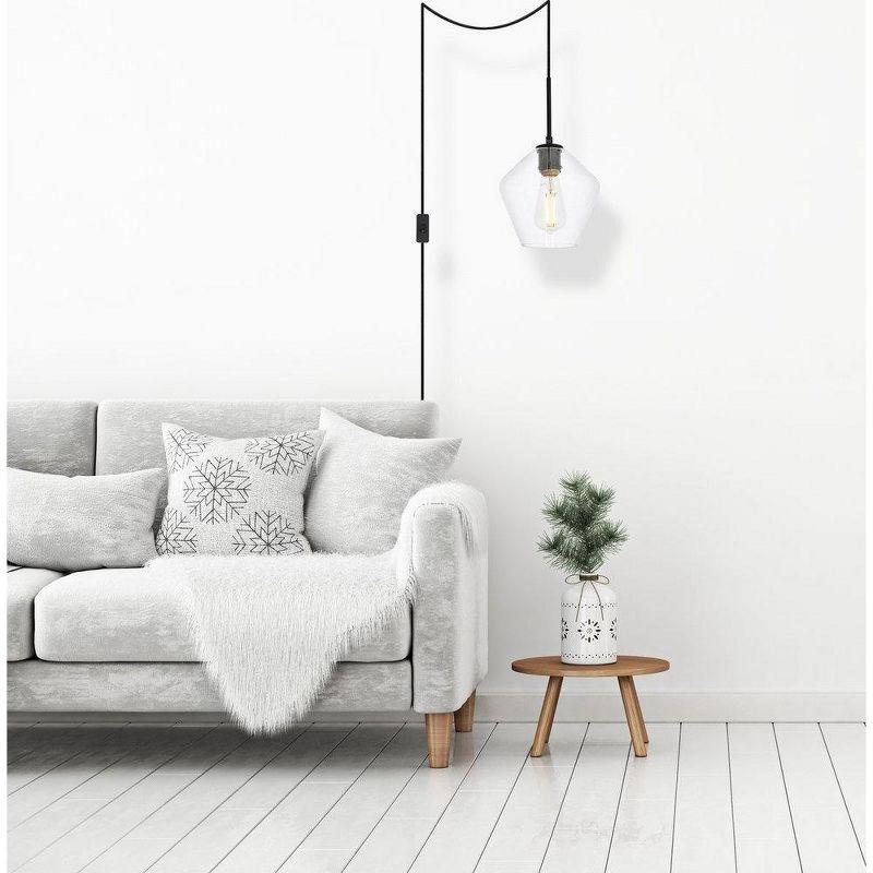 Elegant Lighting Gene 1 light Black and Clear glass plug-in pendant