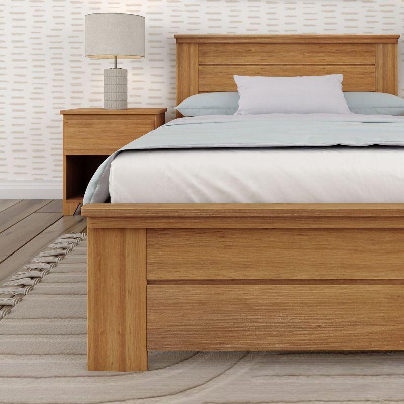 Plank+Beam Solid Wood Farmhouse Full Bed with Panel Headboard, Pecan