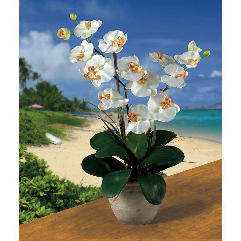 Nearly Natural Double Phalaenopsis Silk Orchid Flower Arrangement, Cream