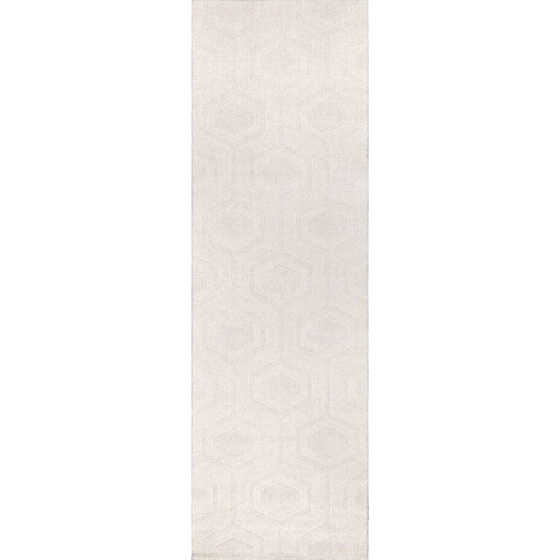 Nuloom Ambrose Geometric 2x8 Wool Runner Indoor Area Rug for Living Room Bedroom Dining Room Entryway Hallway Kitchen, Ivory