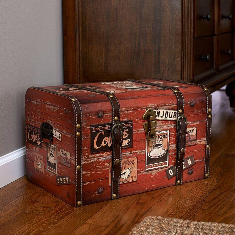 Household Essentials Medium Decorative Trunk Brown: Storage Trunk for Living Room, All Ages, No Assembly Required