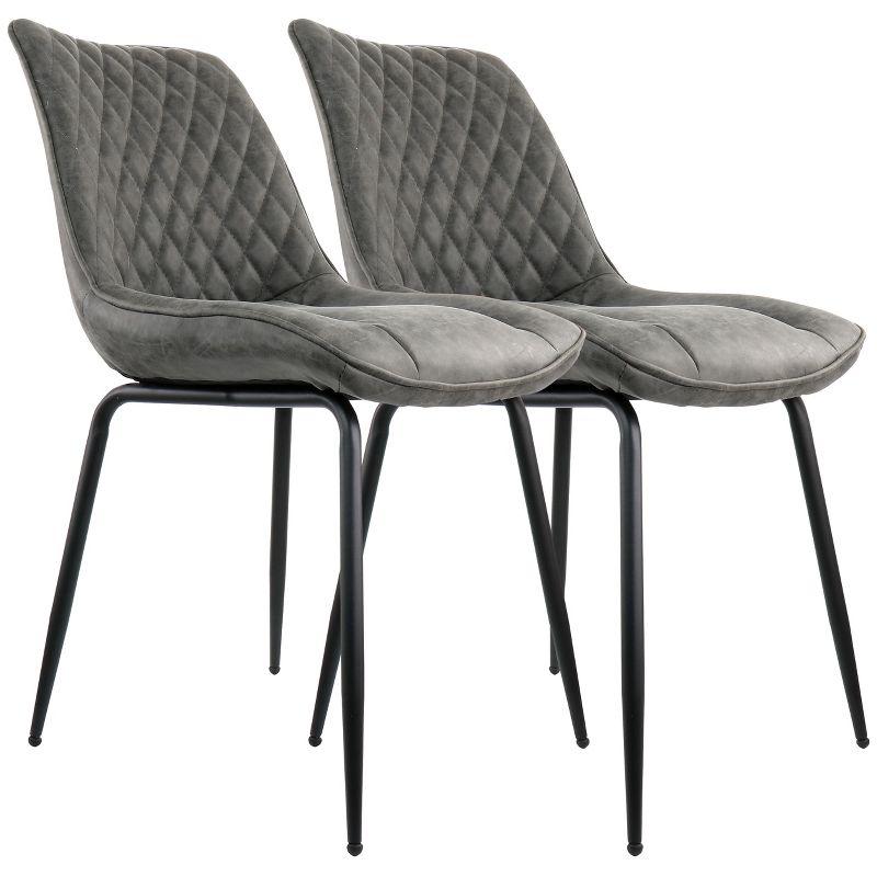 Gray Faux Leather Upholstered Arm Chair with Metal Legs