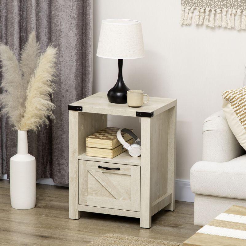 Industrial Oak Rectangular Side Table with Storage