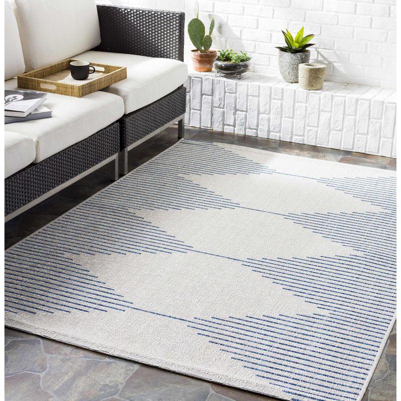 Stephan Blue and Cream Polypropylene Area Rug 2' x 2'11"