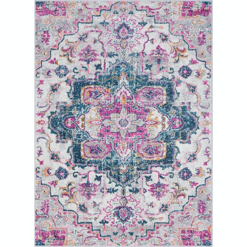 Well Woven Paloma Taura Oriental Fuchsia Distressed Area Rug