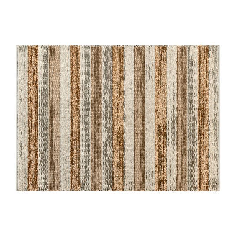 Handwoven Natural Jute Blend 5' x 7' Striped Area Rug