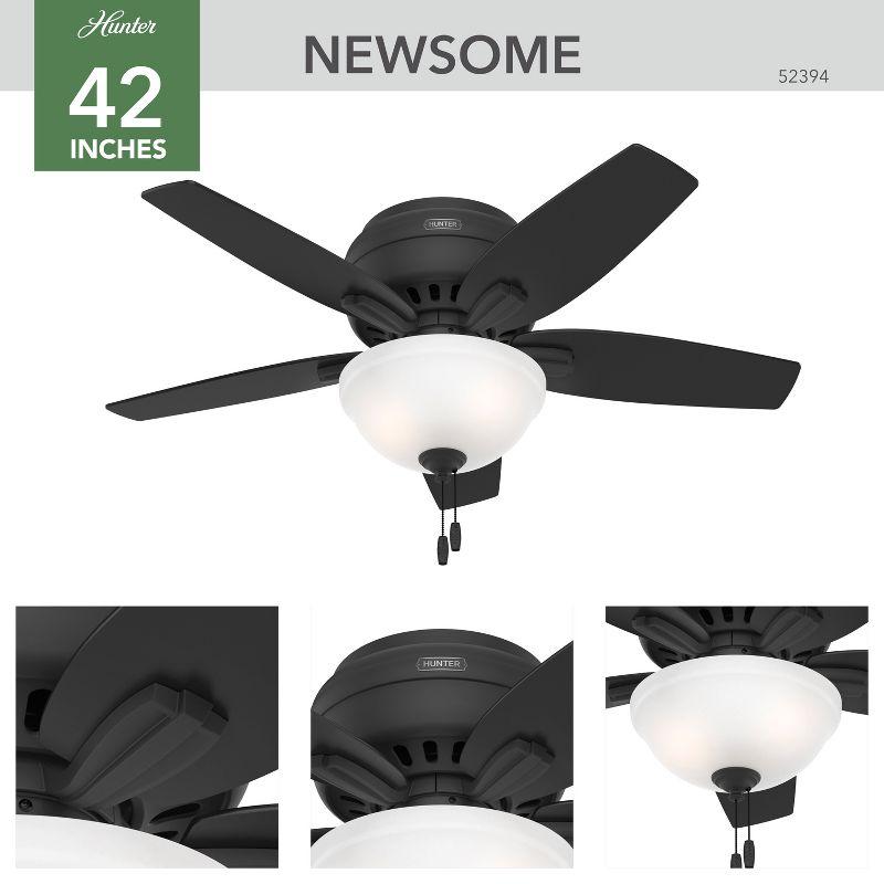 Newsome 42" 5 - Blade Traditional Flush Mount Indoor Ceiling Fan with Lights and Pull Chains