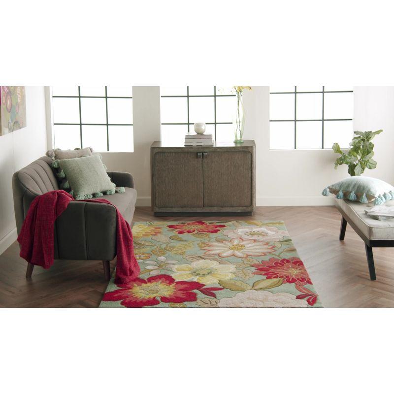 Ivory Floral Tufted Large Synthetic Area Rug - Easy Care