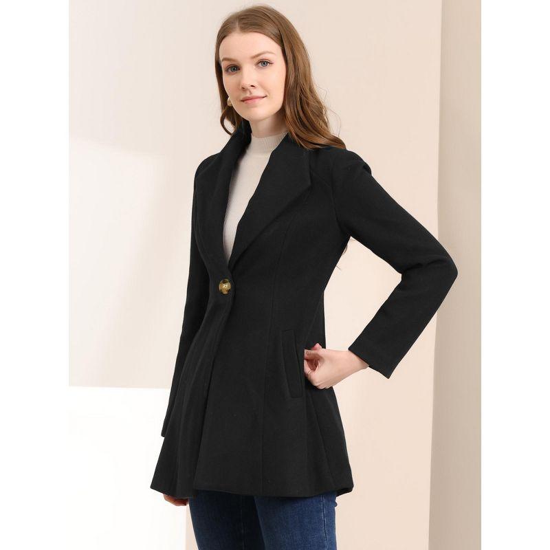 INSPIRE CHIC Women's Turn Down Collar Buttoned Business Casual Mid-Long Winter Coat