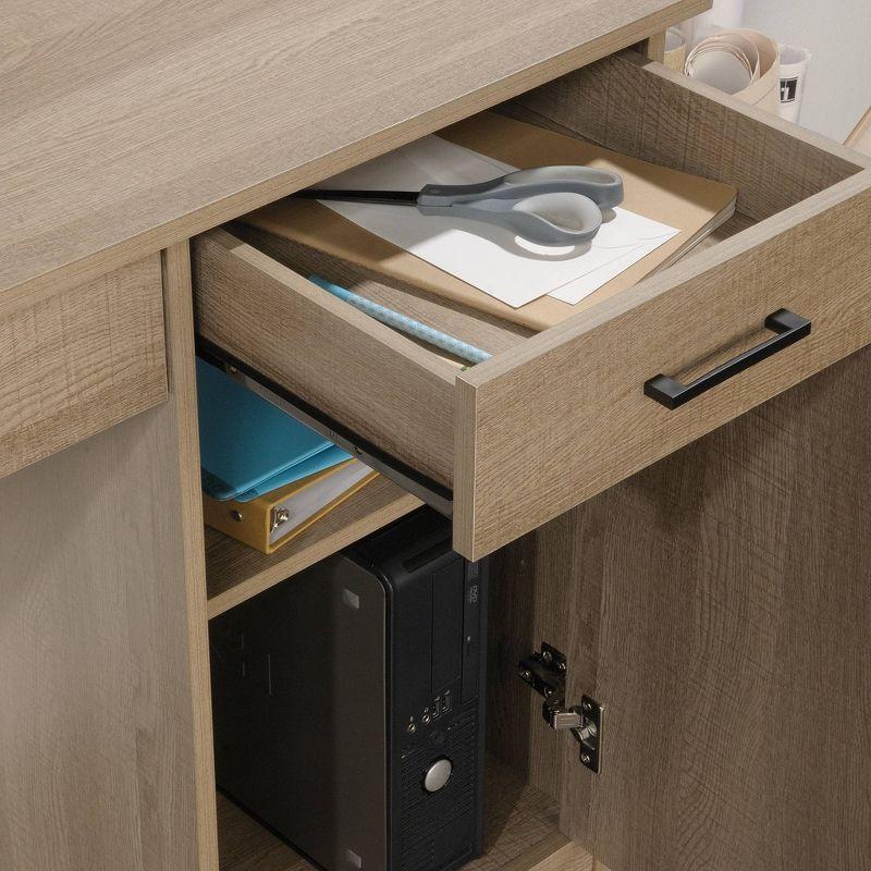 Summer Oak Wood Computer Desk with Drawer and Keyboard Tray