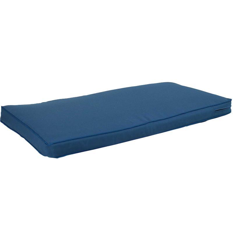 Plush Rectangle Outdoor Bench Cushion in Vibrant Blue Polypropylene