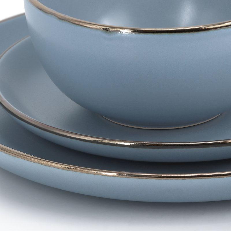 Gibson Gibson Home Rockaway Gold 16-Piece Dinnerware Set - Matte Blue