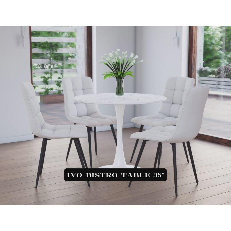 Modern Ivo Round Bistro Table Wood Top Finish/Gold - CorLiving: Sturdy Metal Base, Seats 4