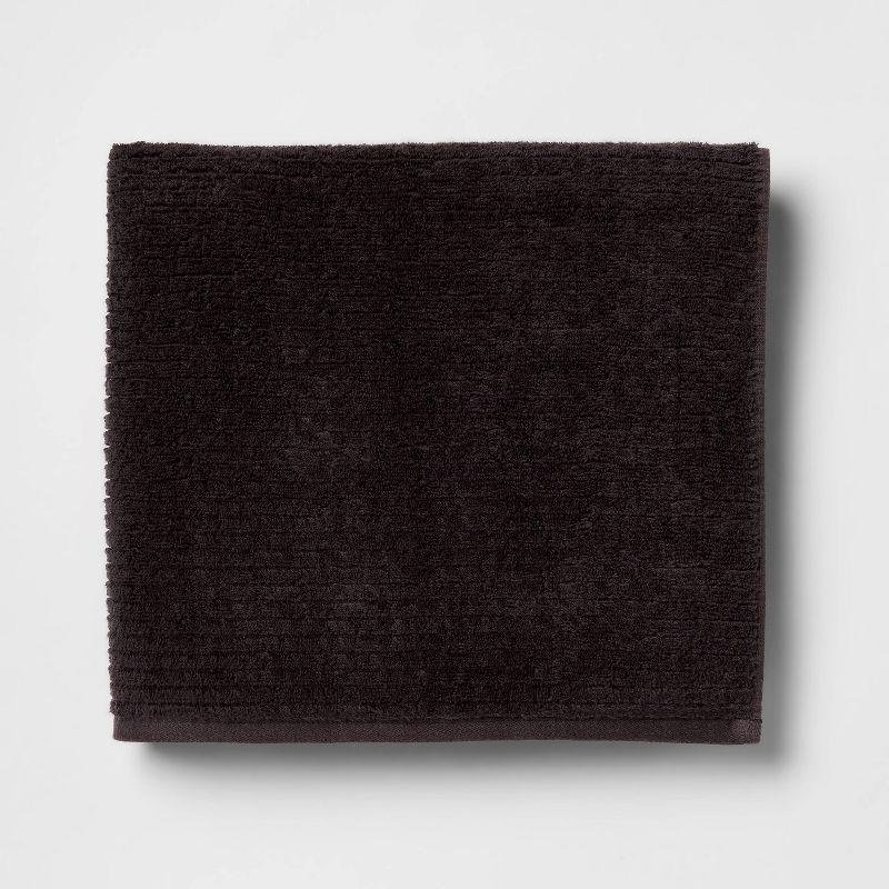 2pk Quick Dry Ribbed Bath Towel Set Washed Black - Threshold™: Cotton Terry, Midweight, OEKO-TEX Certified