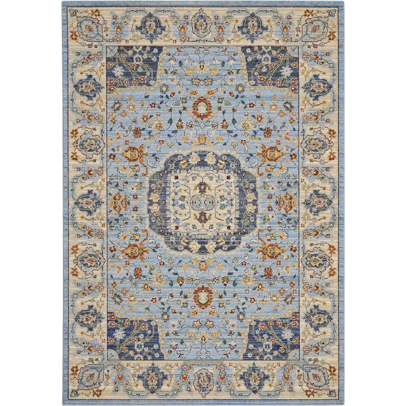 Nourison Majestic MST03 Blue/Ivory/Red Indoor Area Rug - 5'6 x 8'