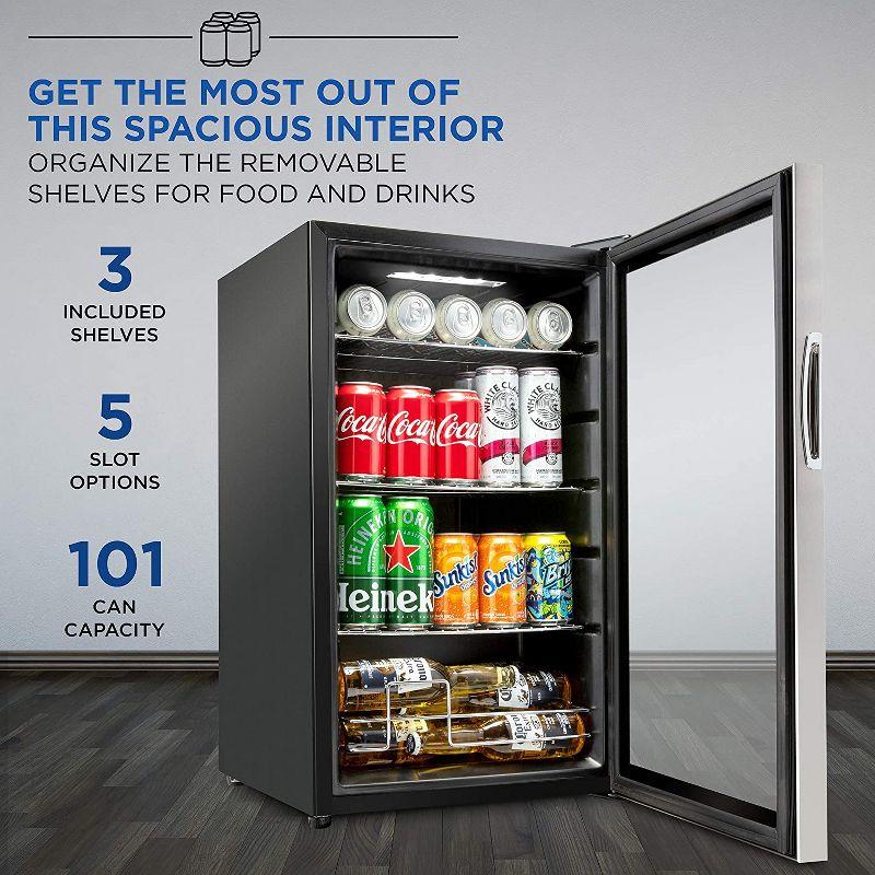 Ivation 101 Can Mini Fridge, Small Adjustable Beverage Refrigerator