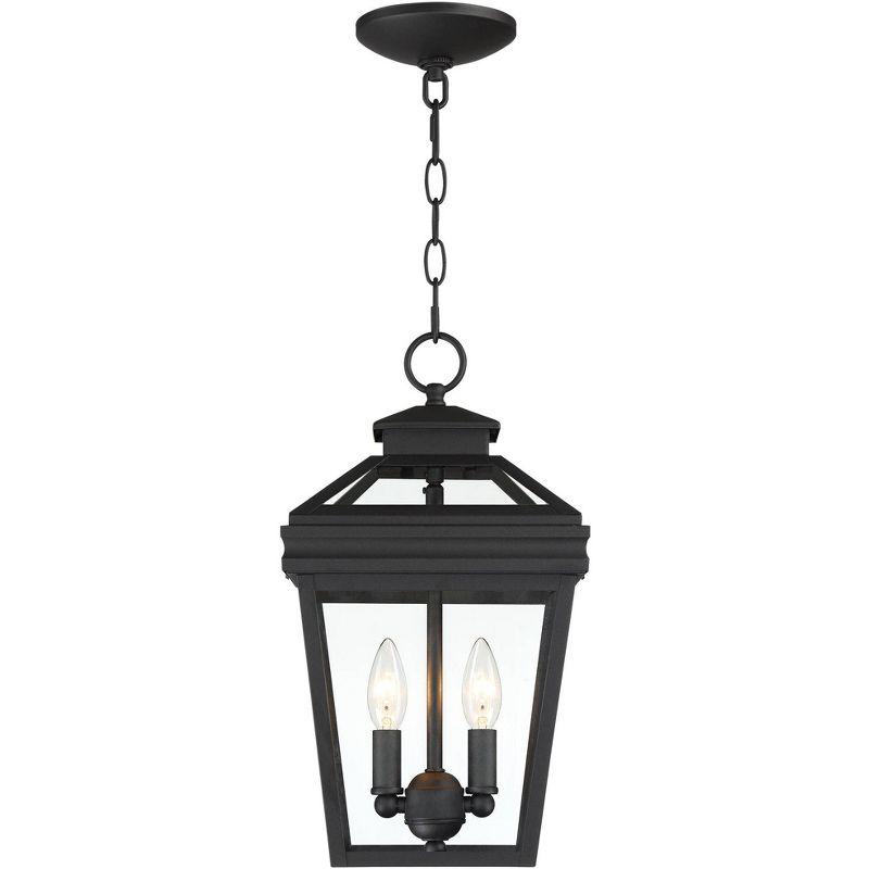 John Timberland Stratton Street Rustic Outdoor Hanging Light Textured Black Lantern 16 1/2" Clear Glass for Post Exterior Barn Deck House Porch Yard