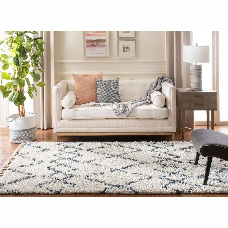 Pro Lux Shag PLX434 Power Loomed Indoor Area Rug - 5'x8' - Cream/Blue - Safavieh