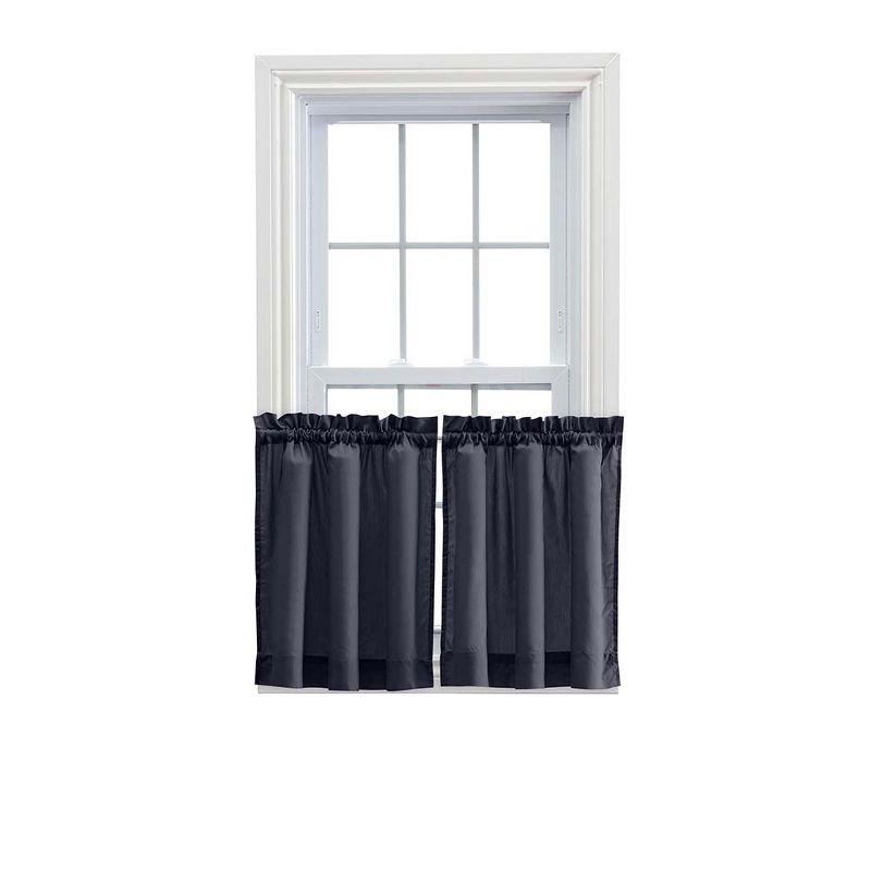 Navy Sheer Cotton Polyester Rod Pocket Window Tier Pair