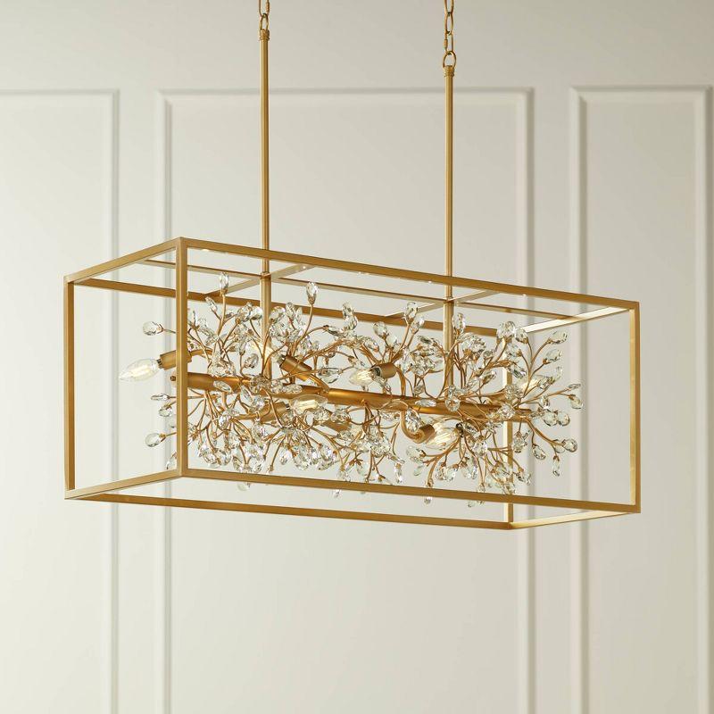 Gold Finish Crystal Bud Island Pendant Light 46"