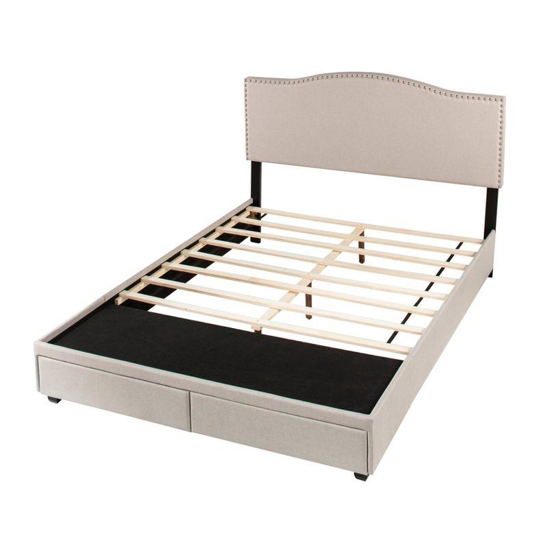 King Kiley Upholstered Storage Bed Gray - Hillsdale Furniture: Polyester, Foam-Filled, Wood Frame, Transitional Style