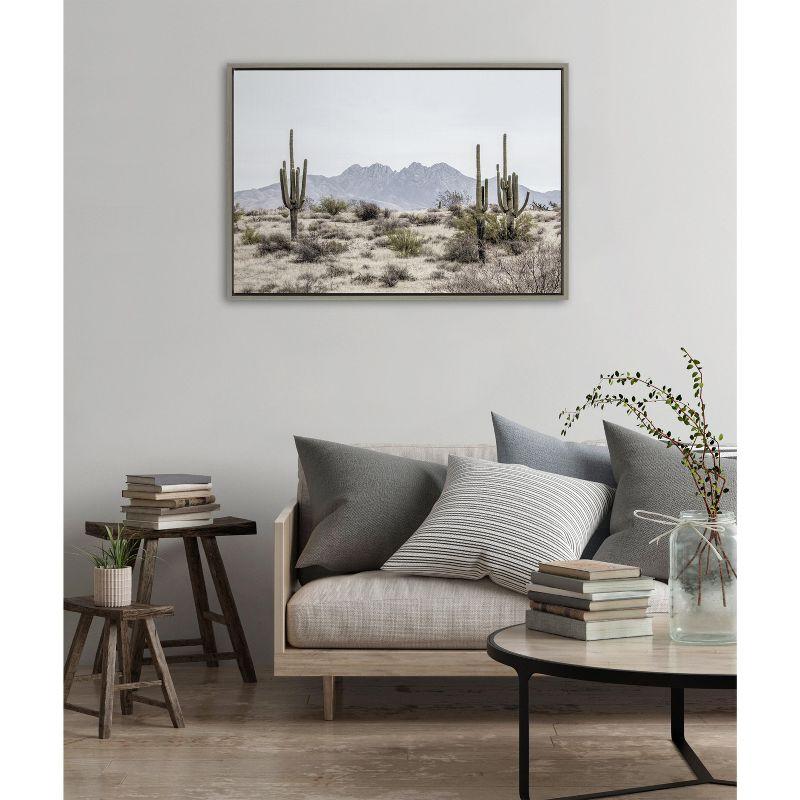 Kate and Laurel - Sylvie Tall Saguaro Cacti Desert Mountain Framed Canvas by The Creative Bunch Studio