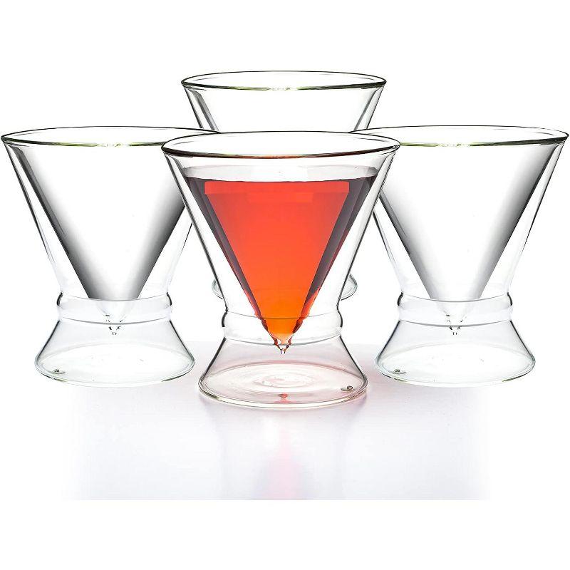 Double-Walled Stemless Martini Glasses 8oz (Set of 4)