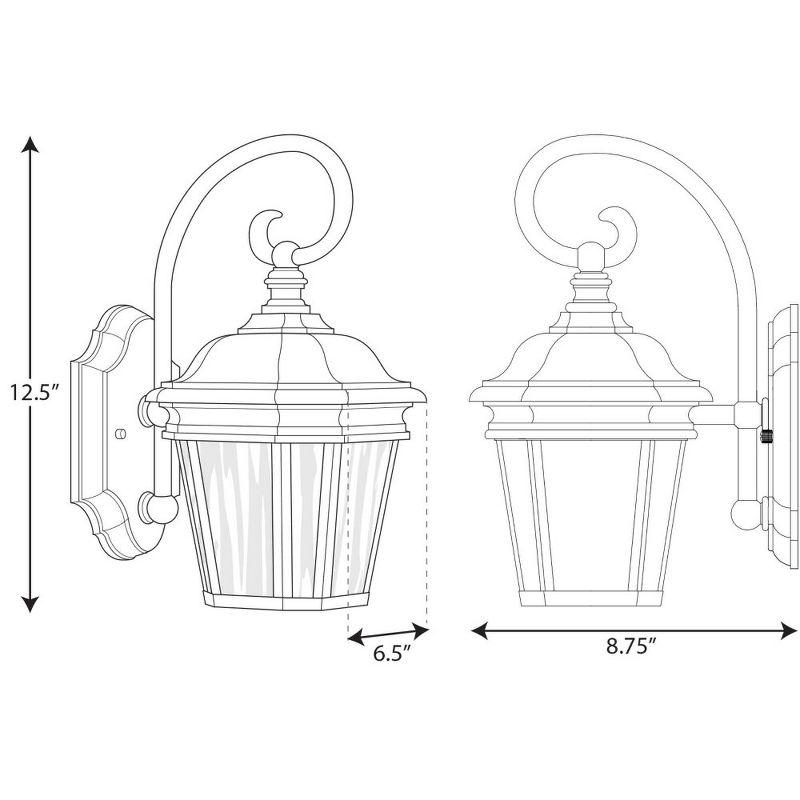 Progress Lighting Crawford 1-Light Outdoor Wall Lantern in Black with Etched White Glass Shade