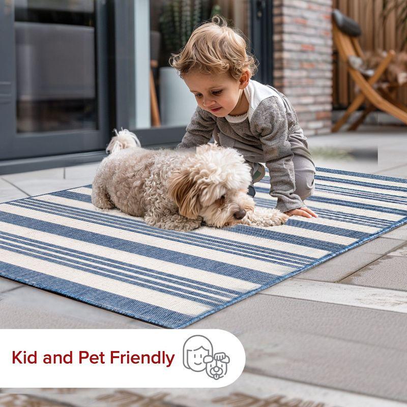 Nuloom Robin Striped 10x13 Indoor/Outdoor Area Rug for Living Room Patio Deck Front Porch Kitchen, Blue/Ivory