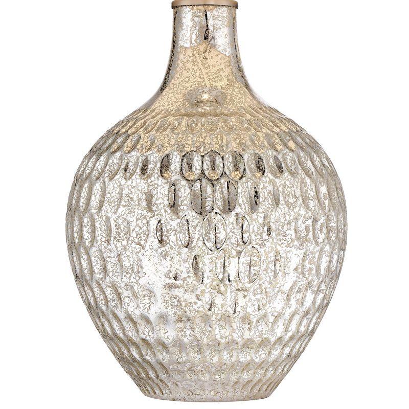 360 Lighting Waylon 28" Tall Modern Luxe Coastal End Table Lamps Set of 2 Silver Mercury Glass Off-White Shade Living Room Bedroom Bedside Nightstand