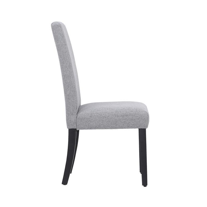 Gray Linen Upholstered Parsons Dining Side Chair with Rubberwood Legs