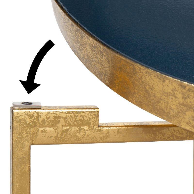 Kate and Laurel Celia Round Metal Side Table, 18.25x18.25x22, Navy Blue