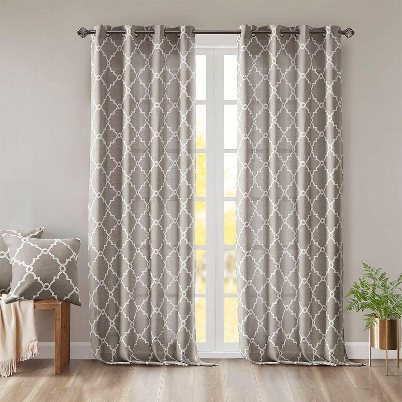 Madison Park Fretwork Print Grommet Top Single Window Curtain Panel