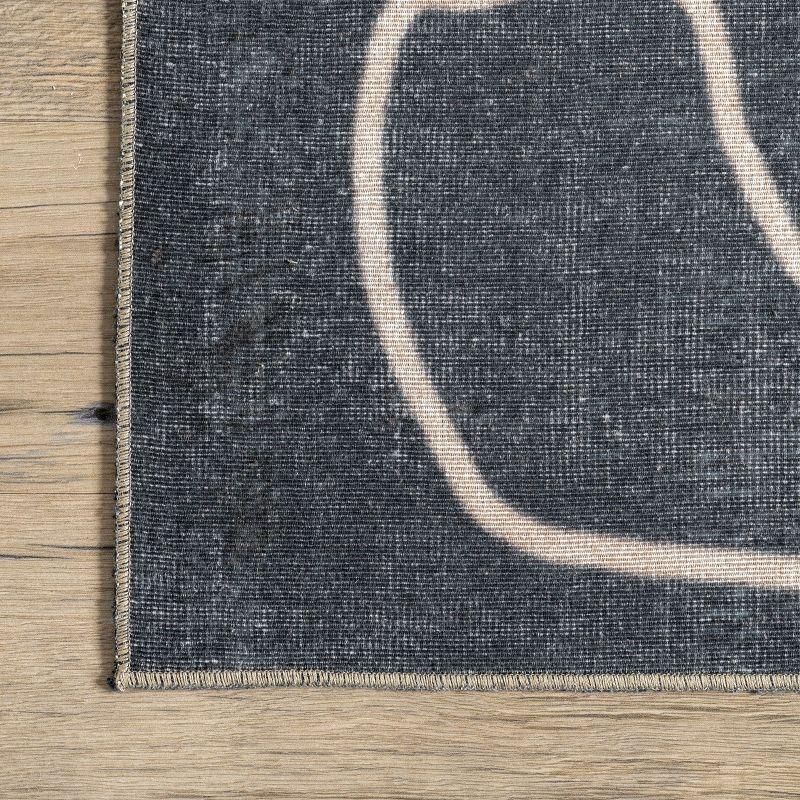 Carole Abstract Beige and Black Machine Washable Area Rug