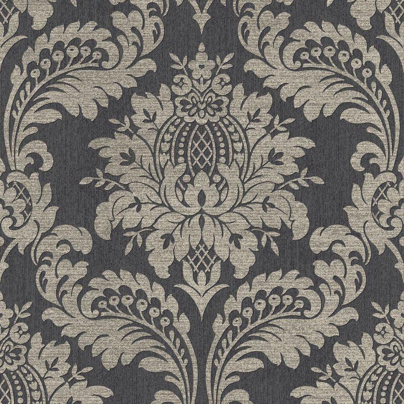 Luxurious Black and Gold Damask Removable Wallpaper